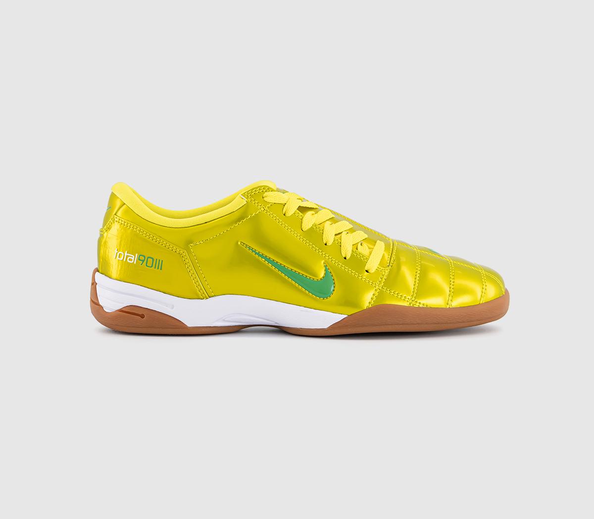 Nike T90 Trainers Dynamic Yellow Green Spark Gum Med Brown, 8.5