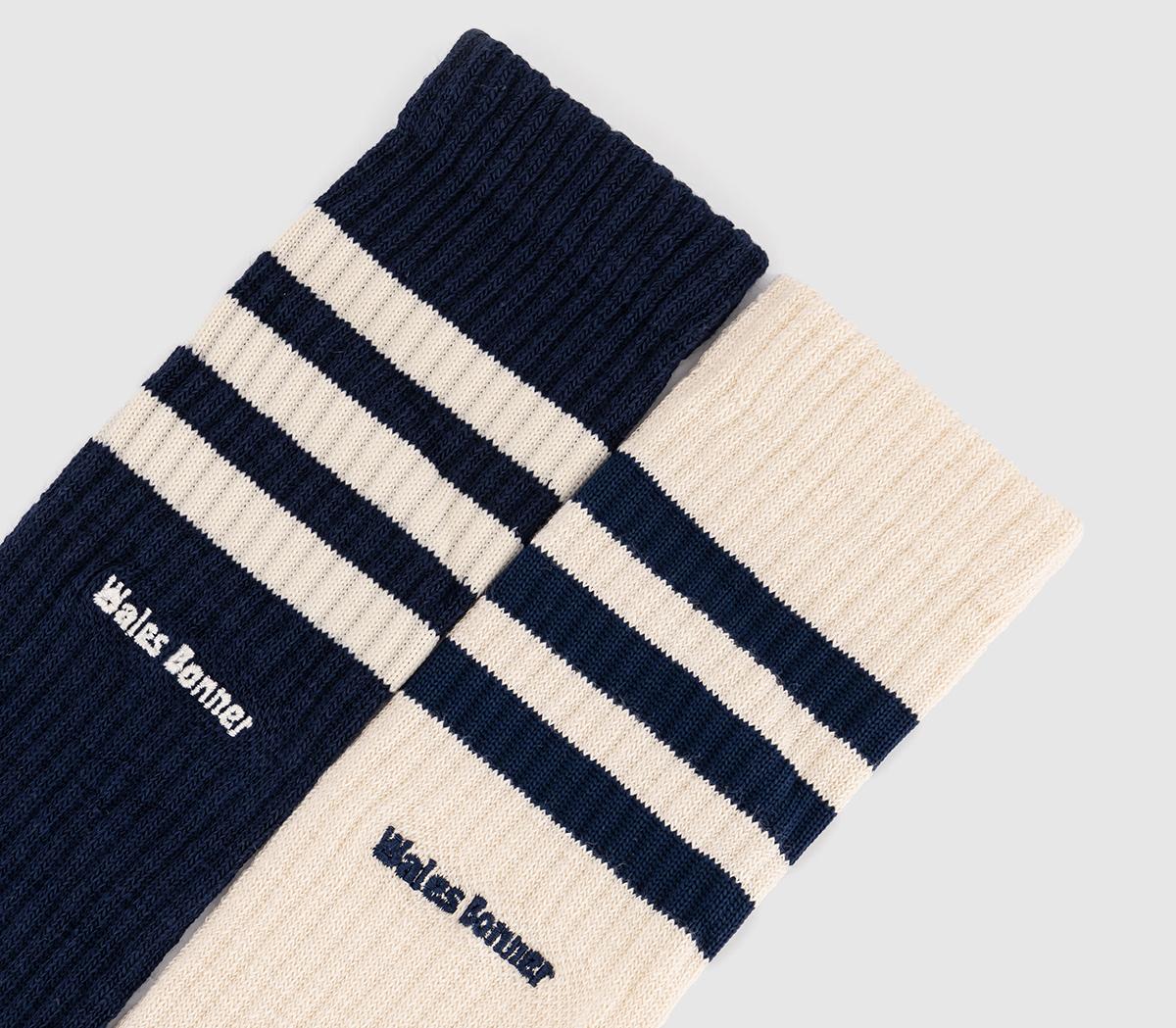 adidas ConsortiumWales Bonner 3-Stripe SocksWonder White Collegiate Navy