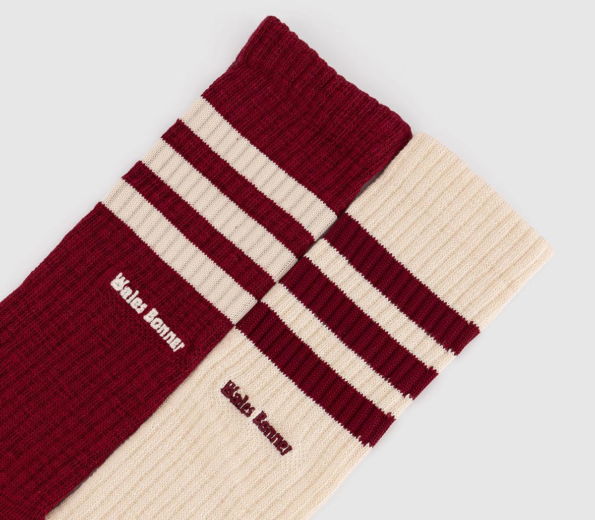 adidas ConsortiumWales Bonner 3-Stripe SocksWonder White Collegiate Burgundy