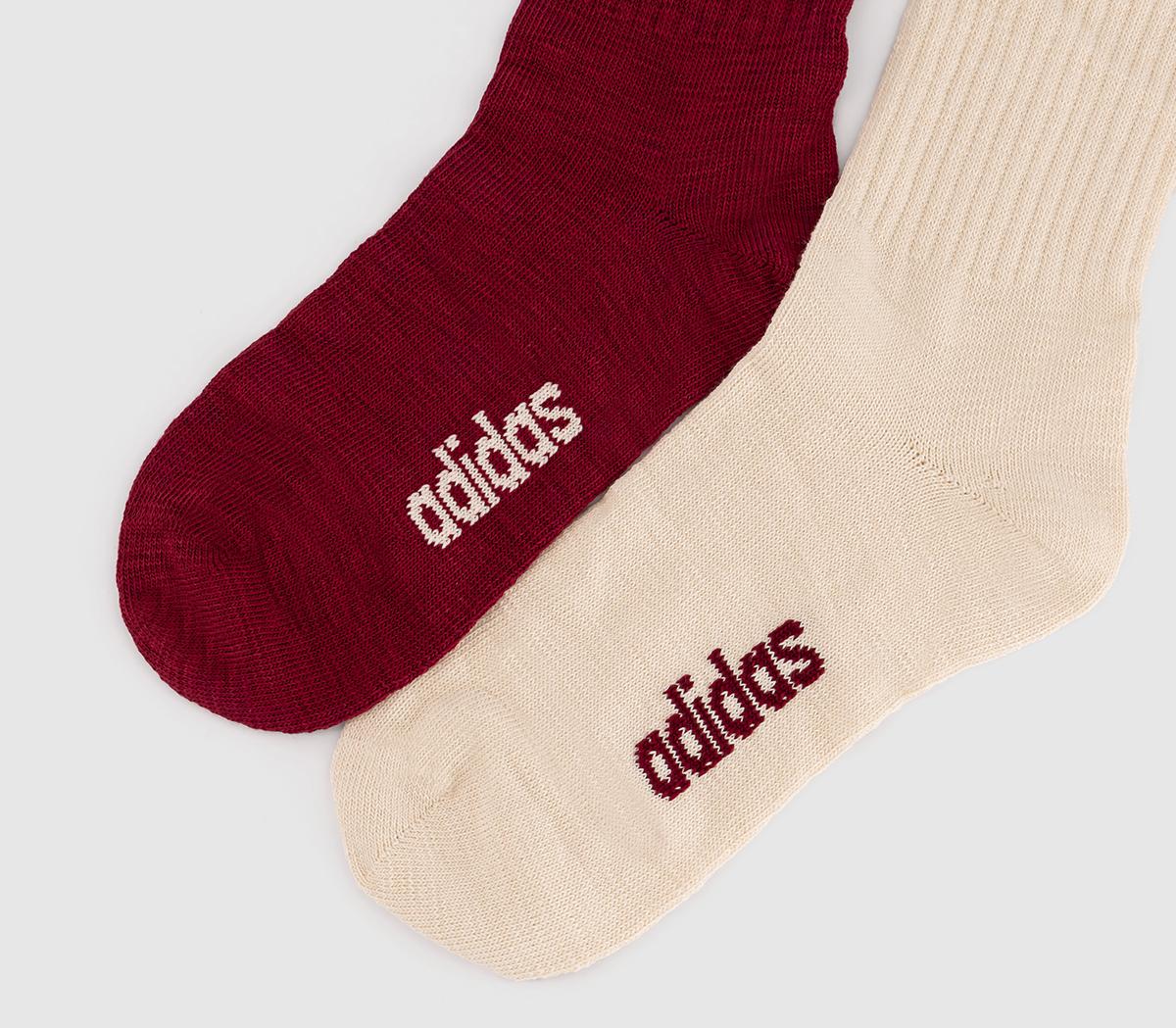 adidas ConsortiumWales Bonner 3-Stripe SocksWonder White Collegiate Burgundy
