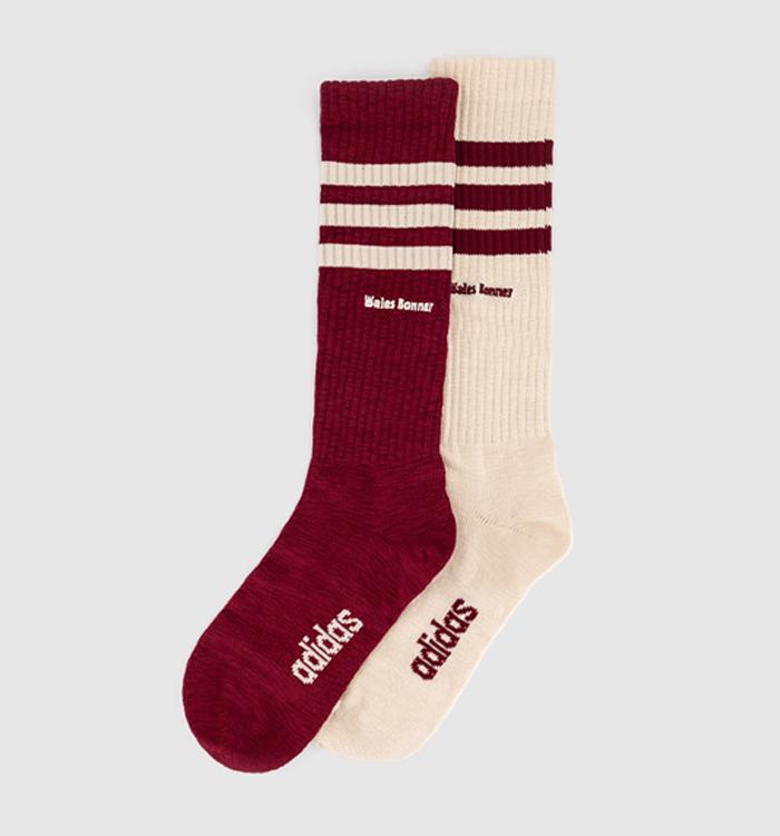 adidas Consortium Wales Bonner 3-Stripe Socks Wonder White Collegiate Burgundy