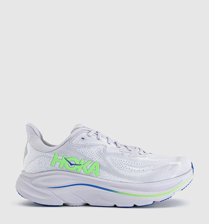 HOKA Clifton 10 Trainers Ash Grey Neon Green