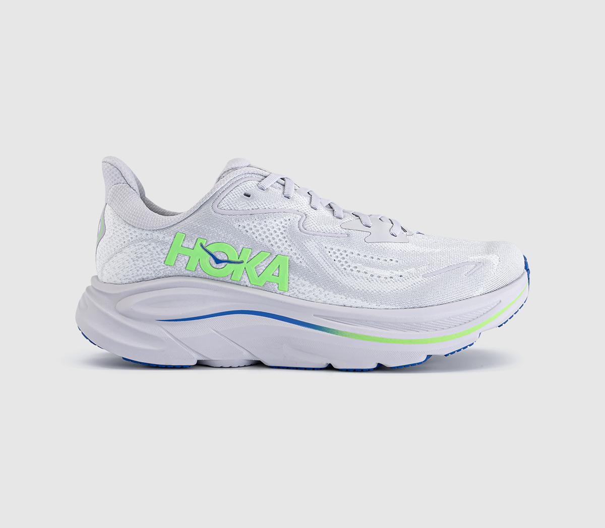 Hoka Clifton 10 Trainers Ash Neon Green Grey in Men's Size 7, Offspring