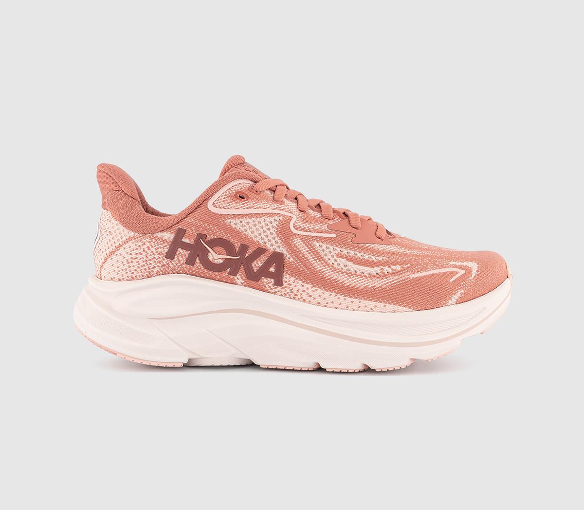 Hoka Clifton 10 Trainers Rose Latte Blush F  Pink in   Size 4, Office Shoes