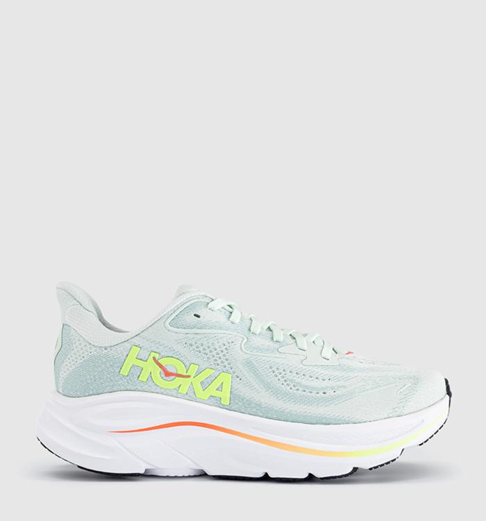 HOKA Clifton 10 Trainers Sea Glass Neon Flame F