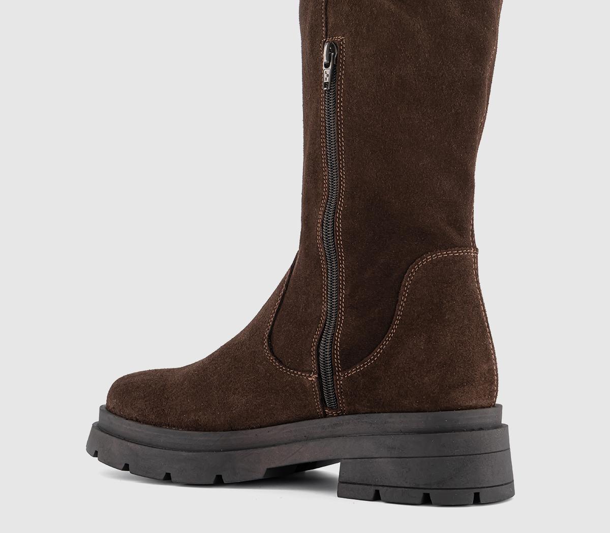OFFICEKash Chunky Knee High BootsBrown Suede