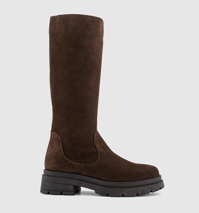 OFFICE Kash Chunky Knee High Boots Brown Suede