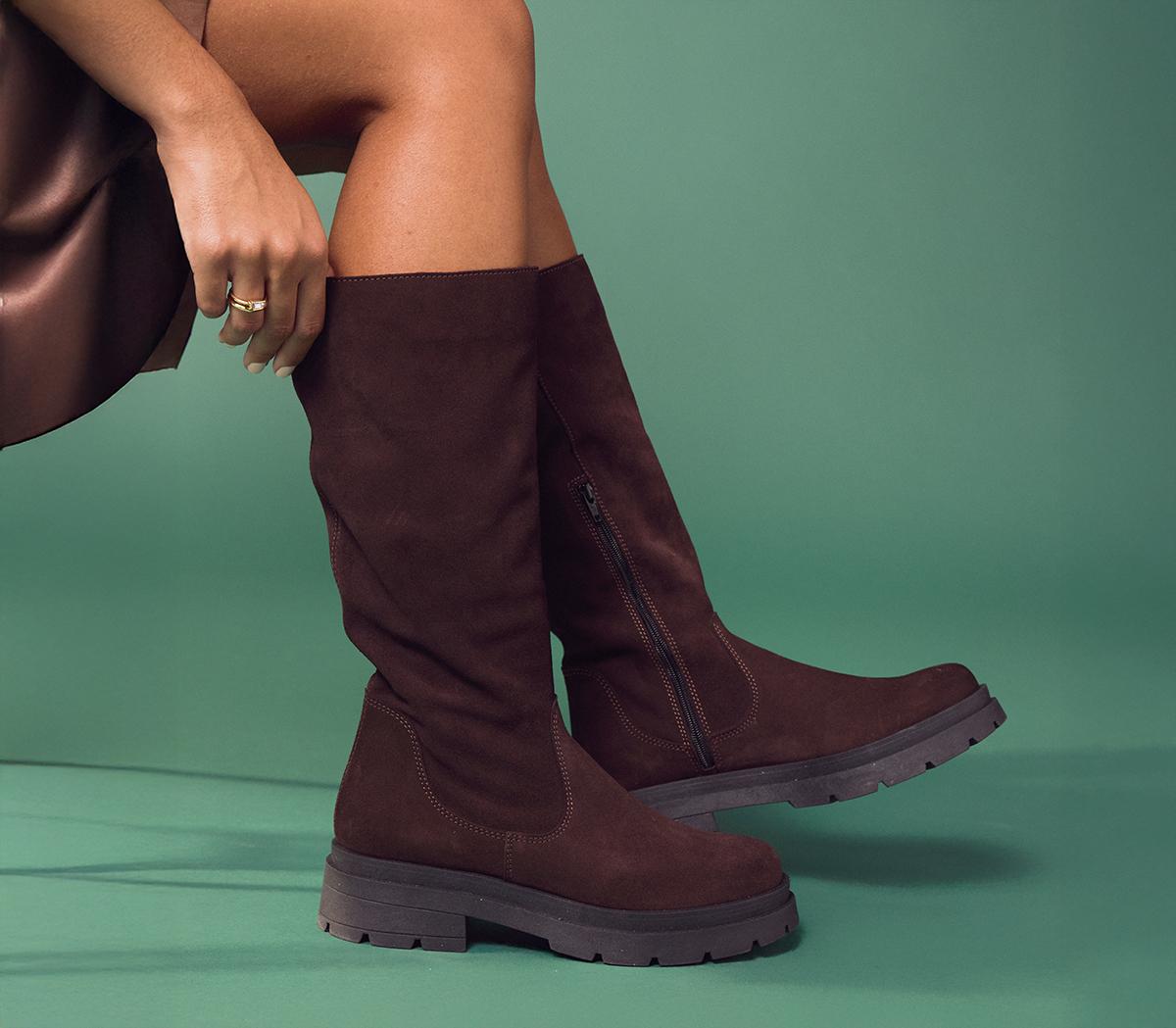 OFFICEKash Chunky Knee High BootsBrown Suede