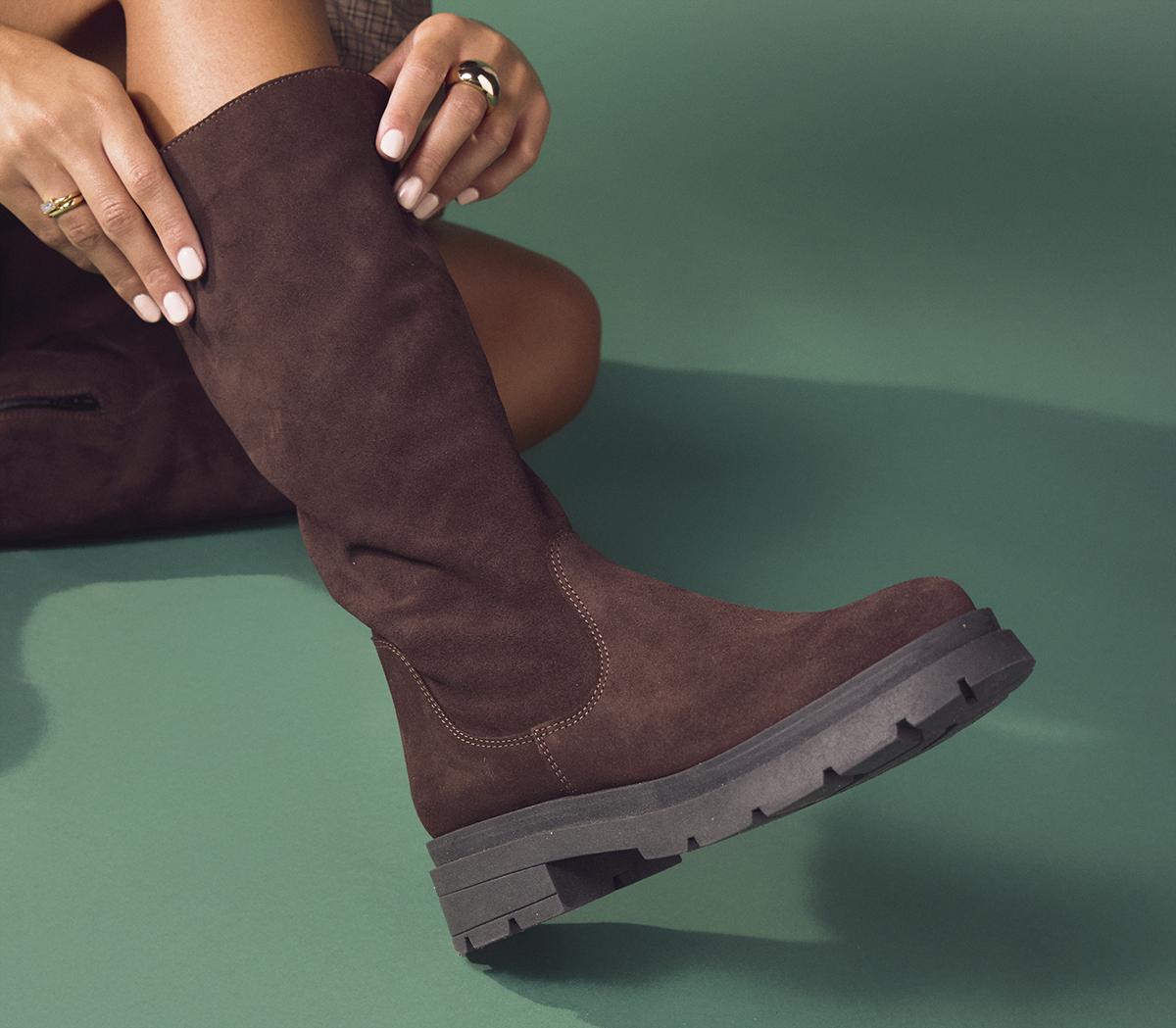 OFFICEKash Chunky Knee High BootsBrown Suede