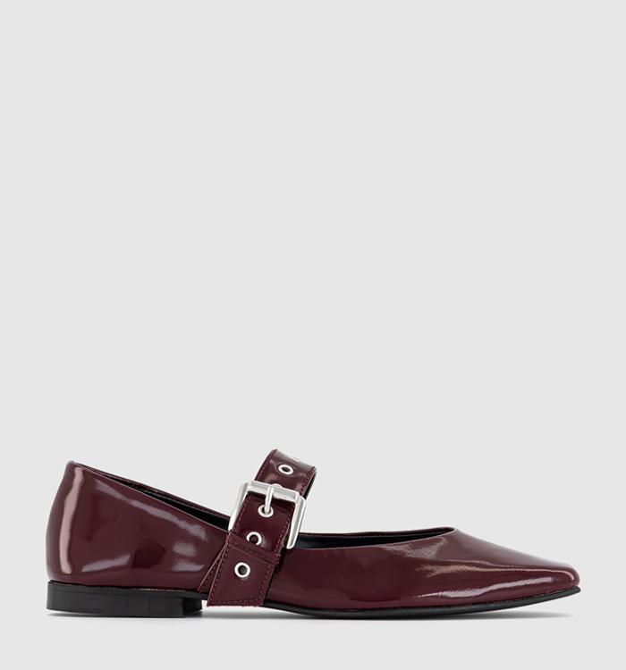 OFFICE Fabian Buckle And Eyelet Strap Ballet Pumps Berry