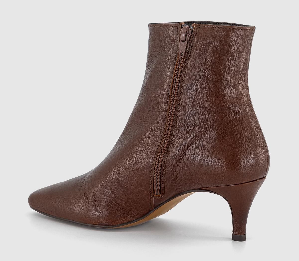 OFFICEAlex Kitten Heel Ankle Boots OFFICEAlex Kitten Heel Ankle BootsBrown Leather
