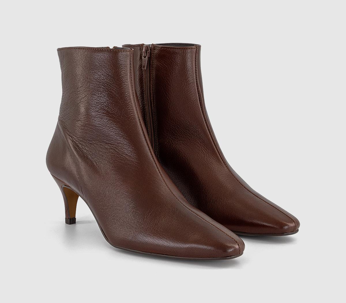 OFFICEAlex Kitten Heel Ankle Boots OFFICEAlex Kitten Heel Ankle BootsBrown Leather