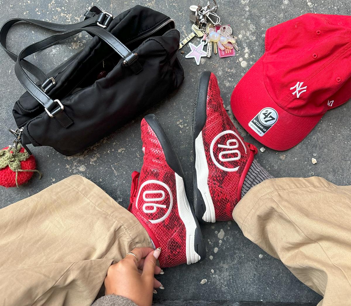 NikeW T90 TrainersFire Red Pale Ivory Black Elemental Gold