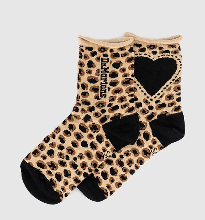 Dr. Martens Leopard Heart Socks Light Tan
