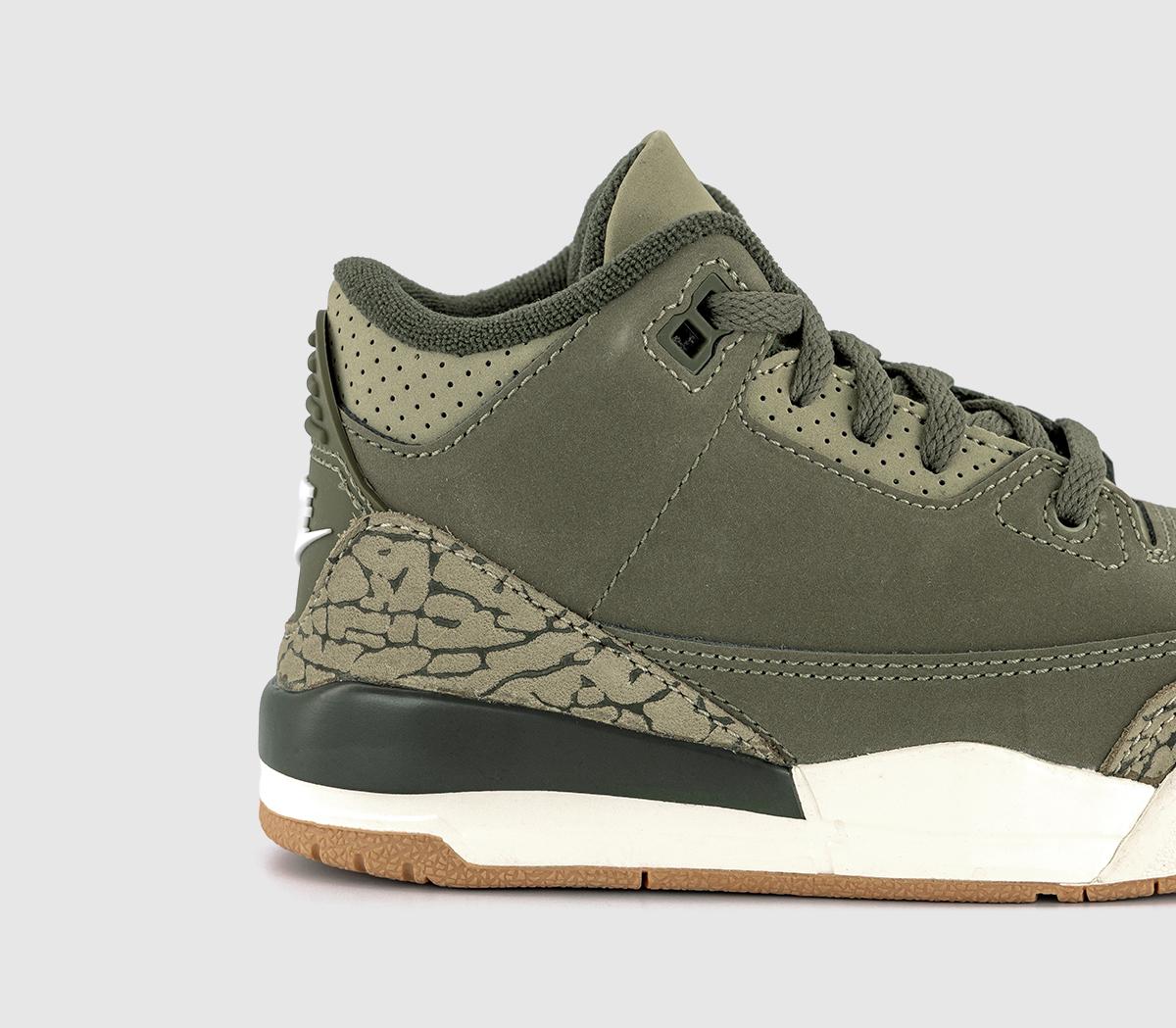 JordanJordan 3 Retro OG Pre School TrainersMedium Olive Sequoianeutral Olive Sail