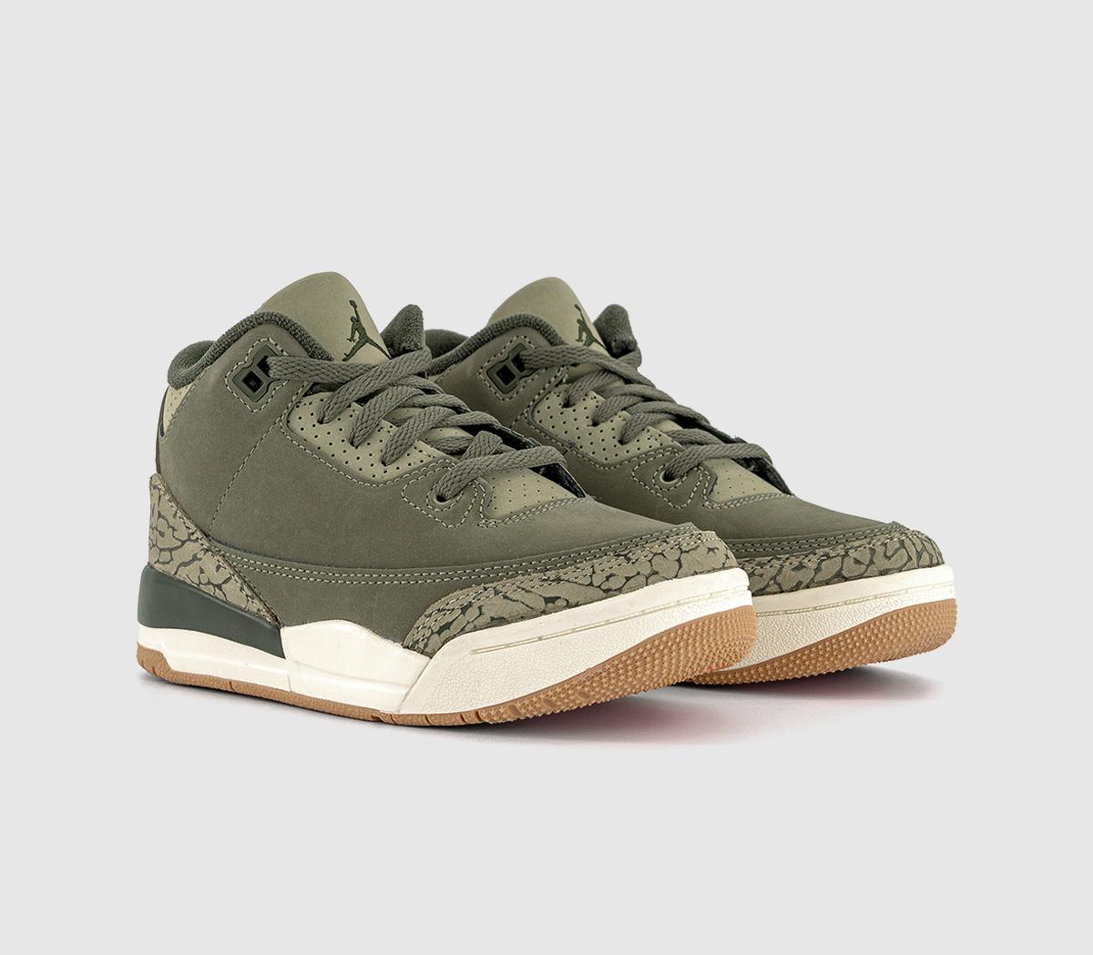 JordanJordan 3 Retro OG Pre School TrainersMedium Olive Sequoianeutral Olive Sail