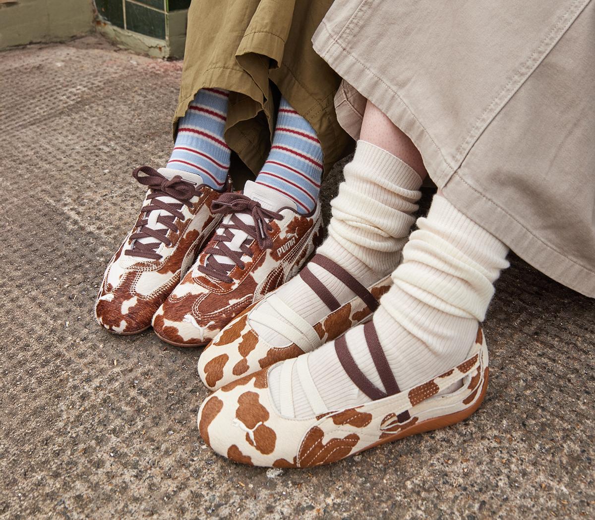 PUMASpeedcat Ballet TrainersCow Print Brown