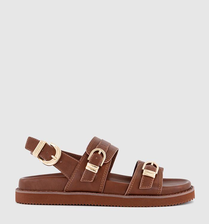 OFFICE Samira Chunky Slingback Hardware Sandals Dark Tan