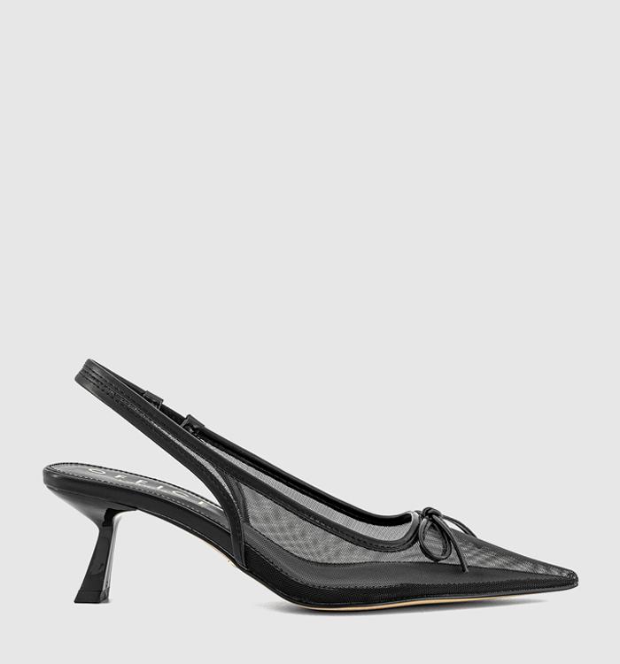OFFICE Martha Bow Trim Court Heels Black Mesh