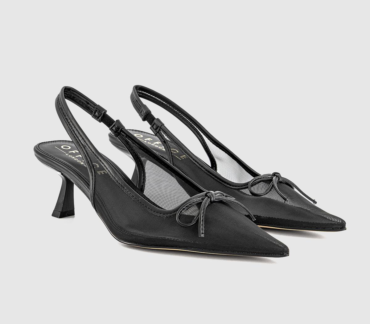 OFFICEMartha Bow Trim Court Heels OFFICEMartha Bow Trim Court HeelsBlack Mesh