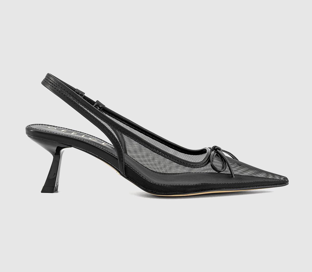OFFICEMartha Bow Trim Court Heels OFFICEMartha Bow Trim Court HeelsBlack Mesh