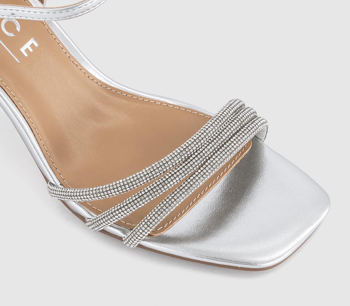 OFFICEHoney Strappy Heeled Sandals OFFICEHoney Strappy Heeled SandalsSilver Embellished