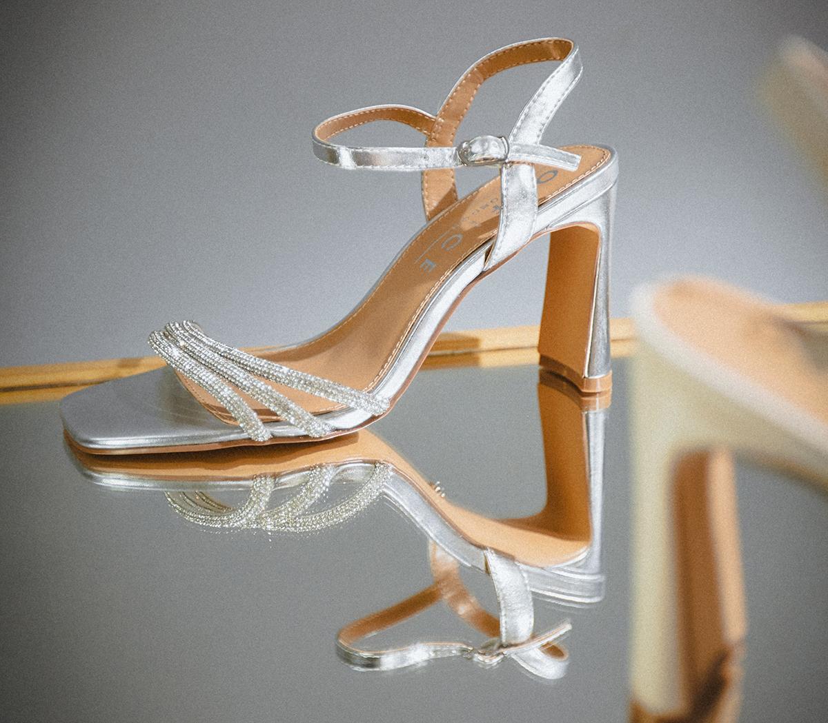 OFFICEHoney Strappy Heeled Sandals OFFICEHoney Strappy Heeled SandalsSilver Embellished