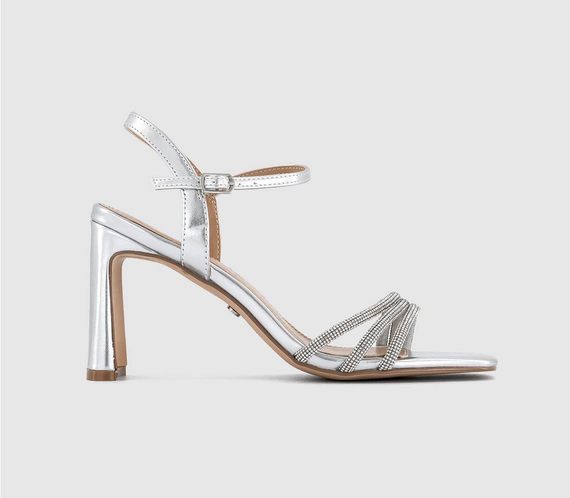 Office 'Sierra' Strappy Block Heels Silver