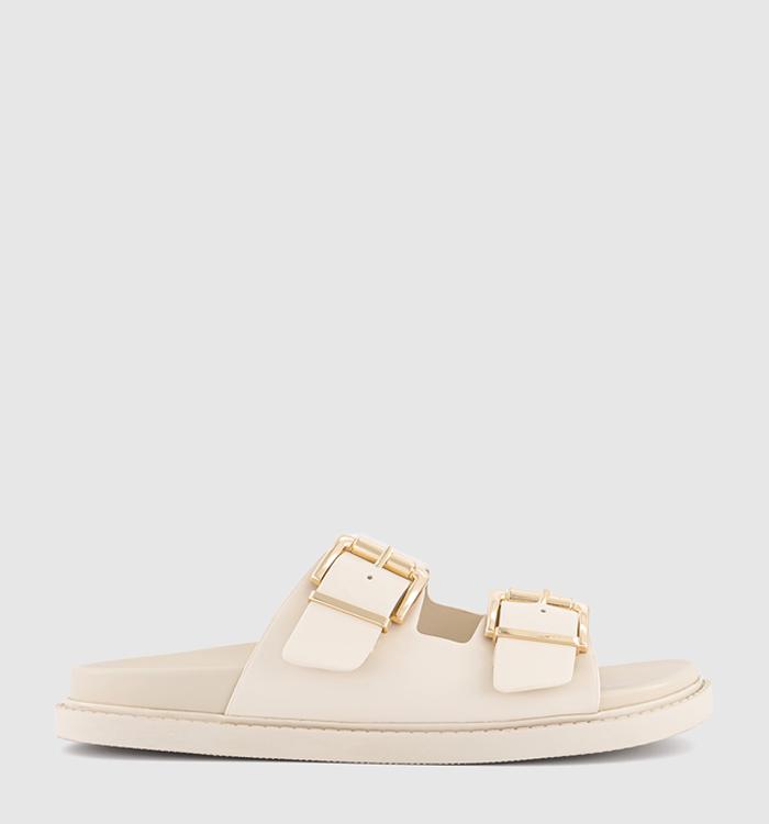 OFFICE Shae Double Buckle Footbed Sliders Off White