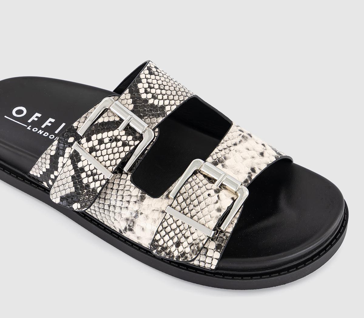 OFFICEShae Double Buckle Footbed Sliders OFFICEShae Double Buckle Footbed SlidersSnake