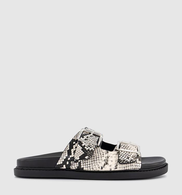OFFICE Shae Double Buckle Footbed Sliders Snake