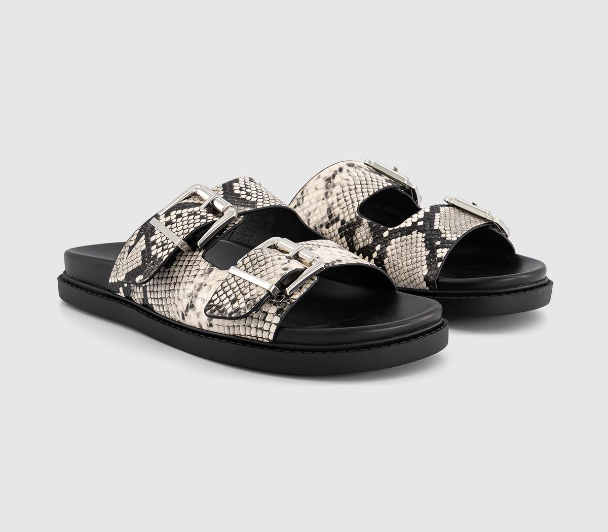 OFFICEShae Double Buckle Footbed Sliders OFFICEShae Double Buckle Footbed SlidersSnake