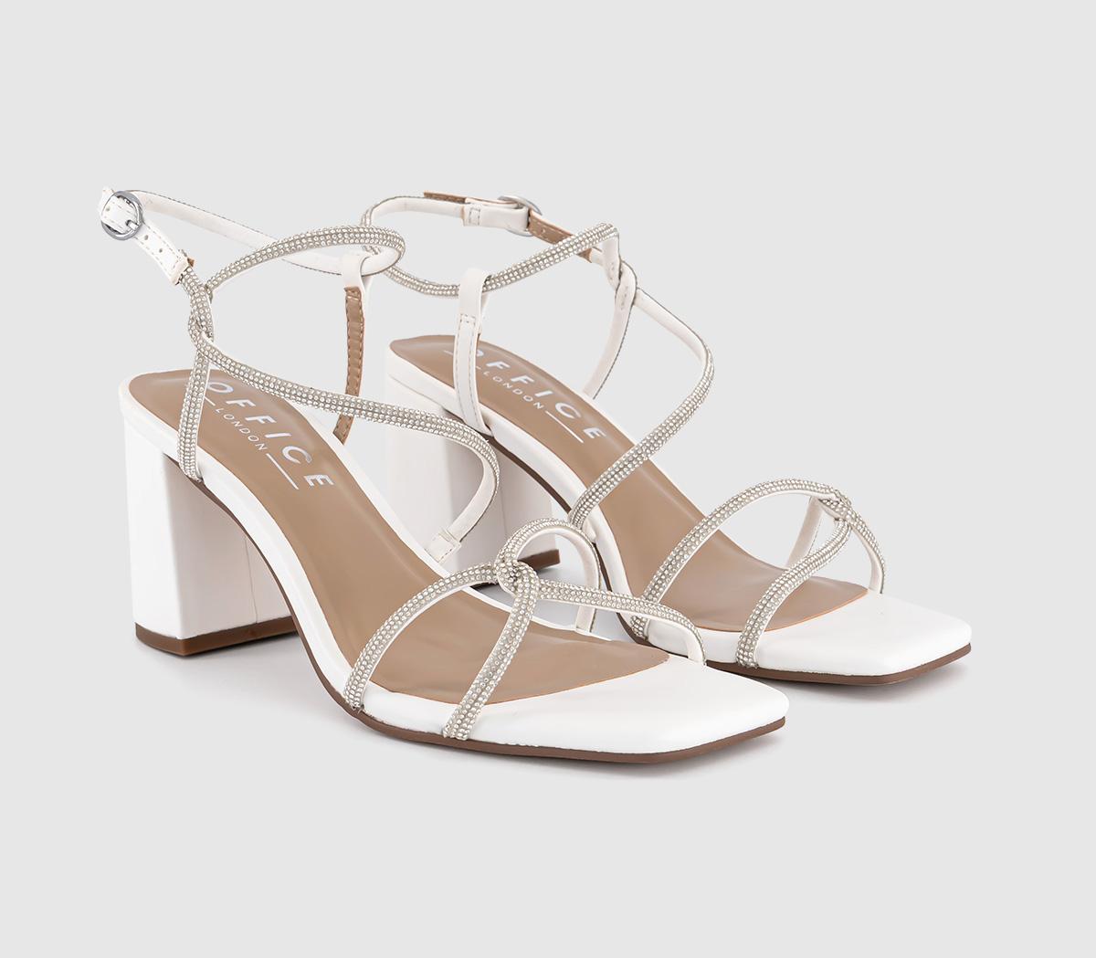 OFFICEMystique Strappy Block Heel Sandals OFFICEMystique Strappy Block Heel SandalsWhite Embellished