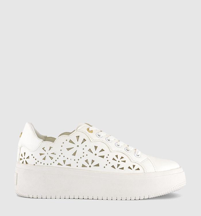OFFICE Tiffany Laser Cut Platform Trainers White