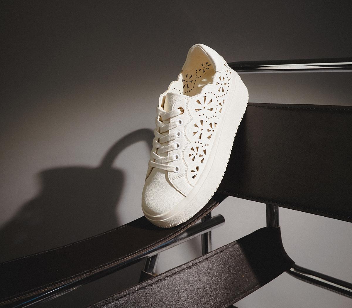 OFFICE Tiffany Laser Cut Platform Trainers OFFICE Tiffany Laser Cut Platform Trainers White