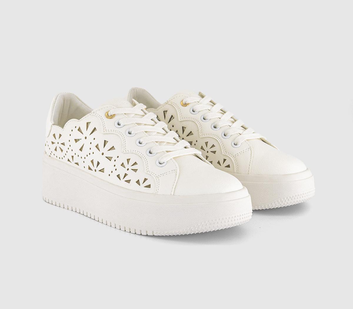 OFFICE Tiffany Laser Cut Platform Trainers OFFICE Tiffany Laser Cut Platform Trainers White