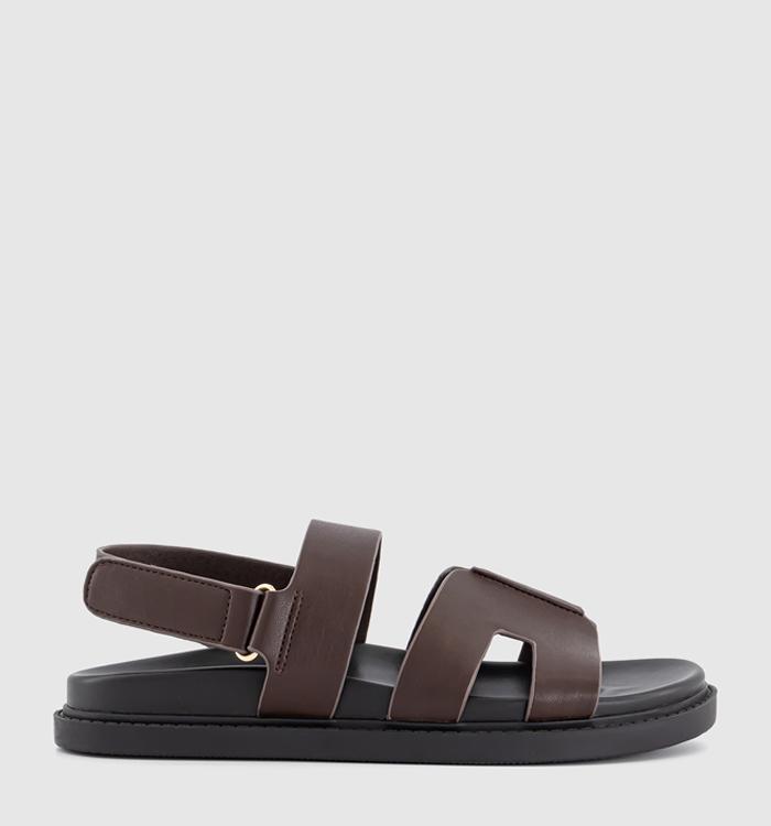 OFFICE Shelby Slingback Cut Out Footbed Sandals Brown