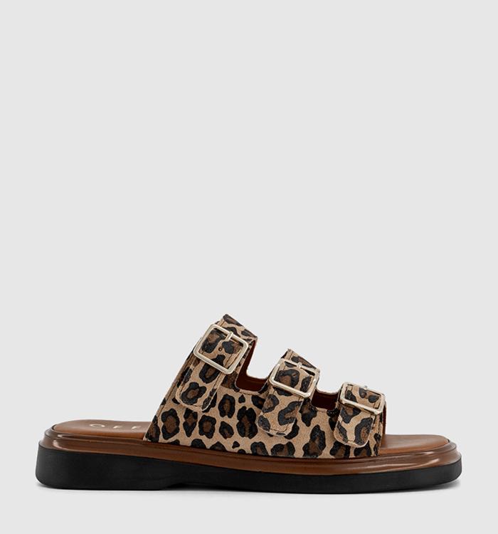 OFFICE Savannah Three Strap Sandals Leopard Leather