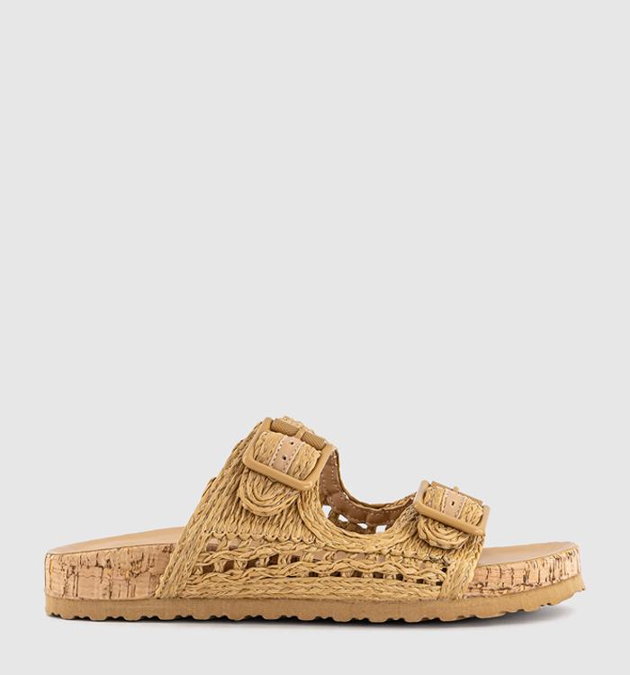 EARTHADDICT Daffodil Woven Buckle Footbed Sandals Beige