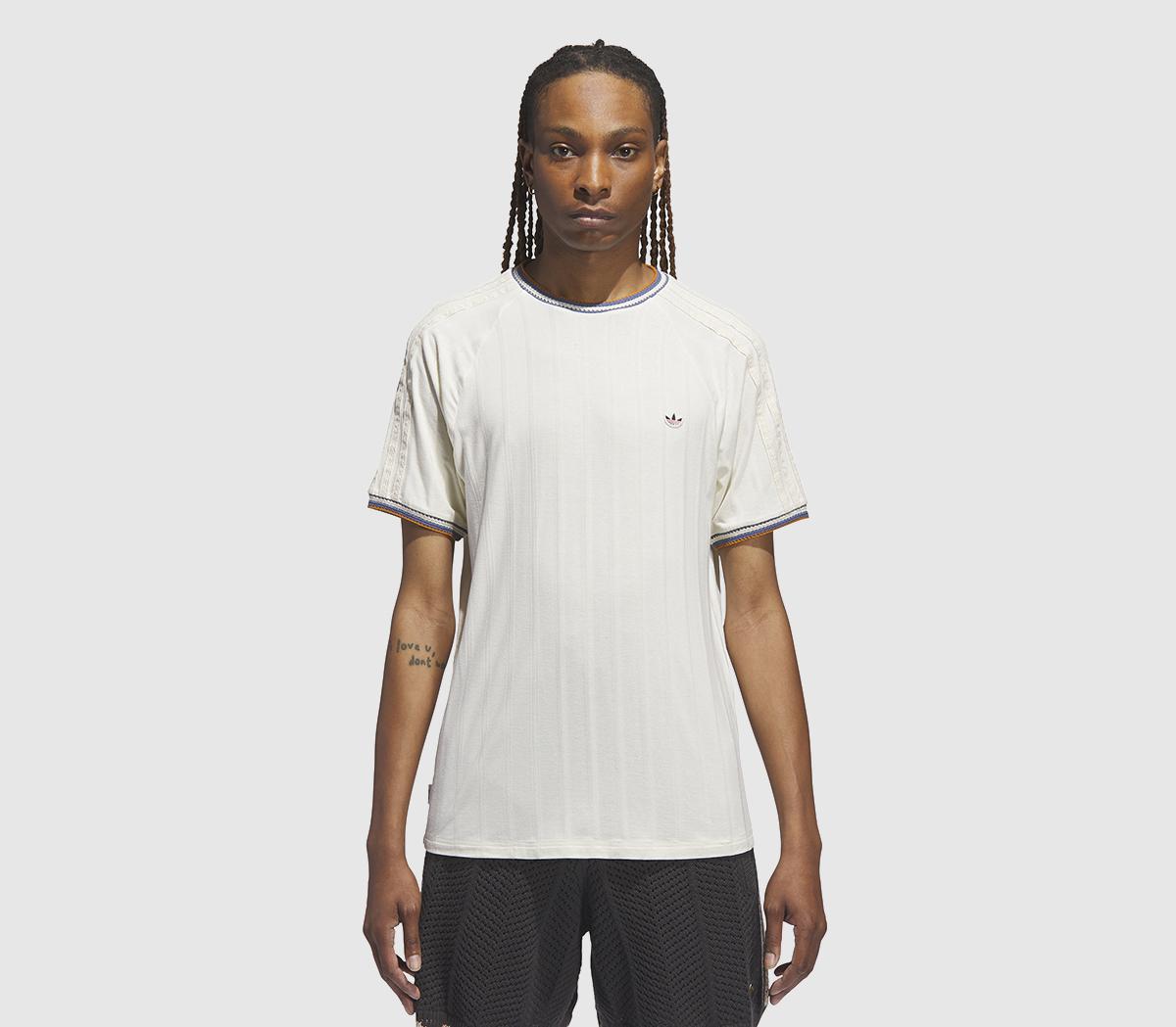 adidas ConsortiumCLOT Knit Collar 3 Stripes TeeCream White
