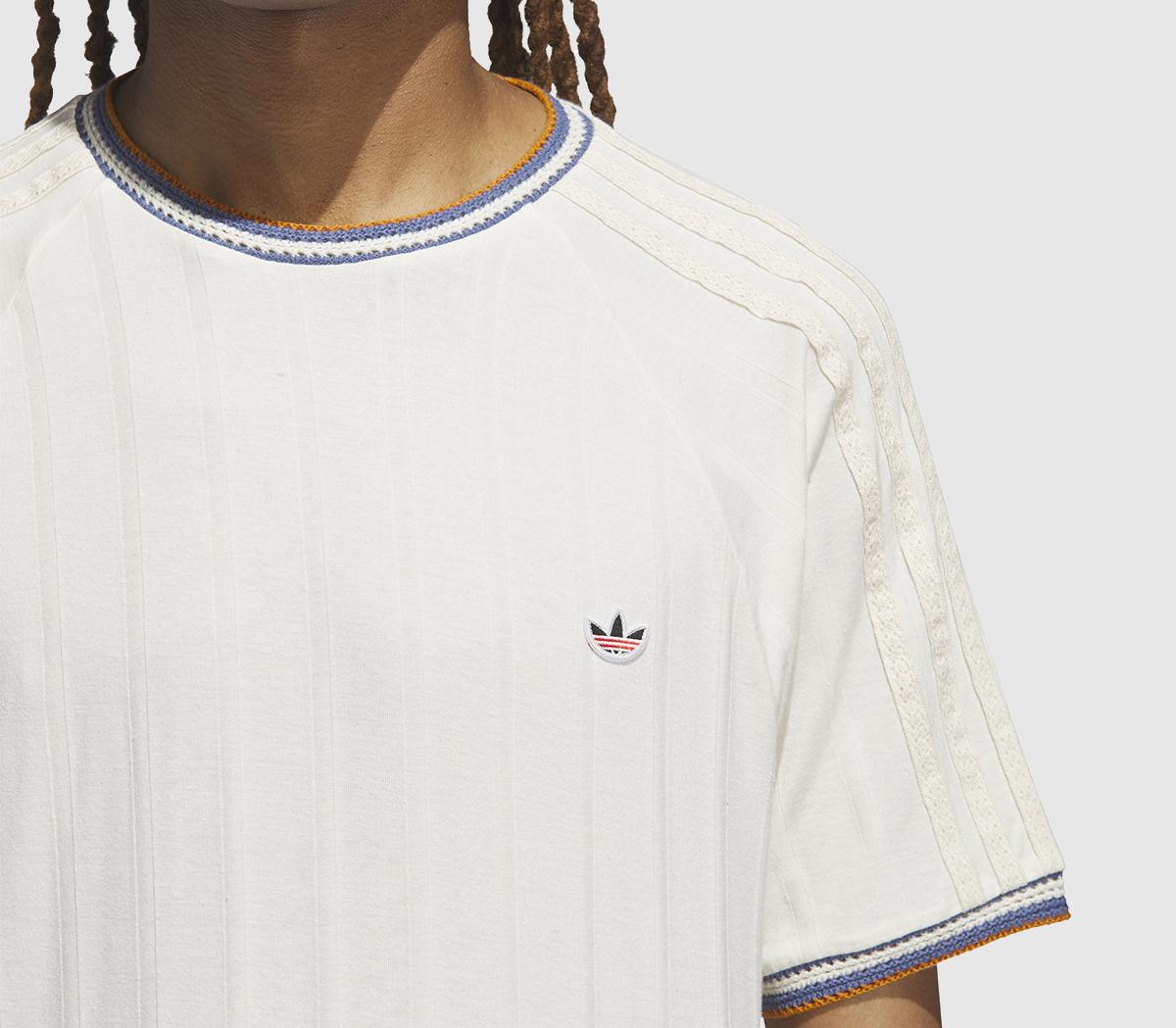 adidas ConsortiumCLOT Knit Collar 3 Stripes TeeCream White