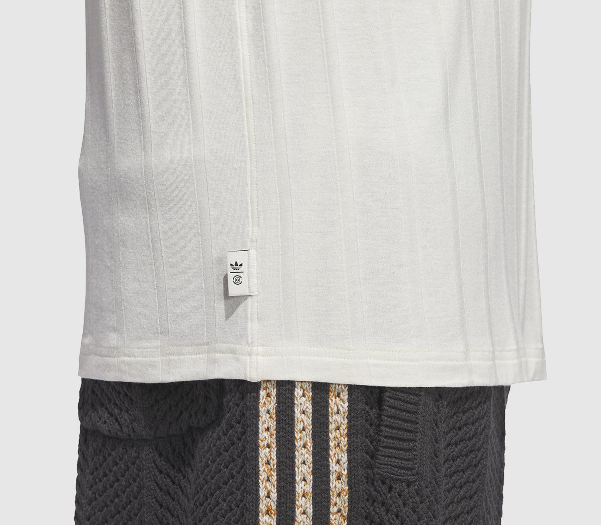 adidas ConsortiumCLOT Knit Collar 3 Stripes TeeCream White