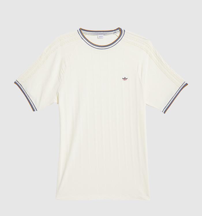 adidas Consortium CLOT Knit Collar 3 Stripes Tee Cream White