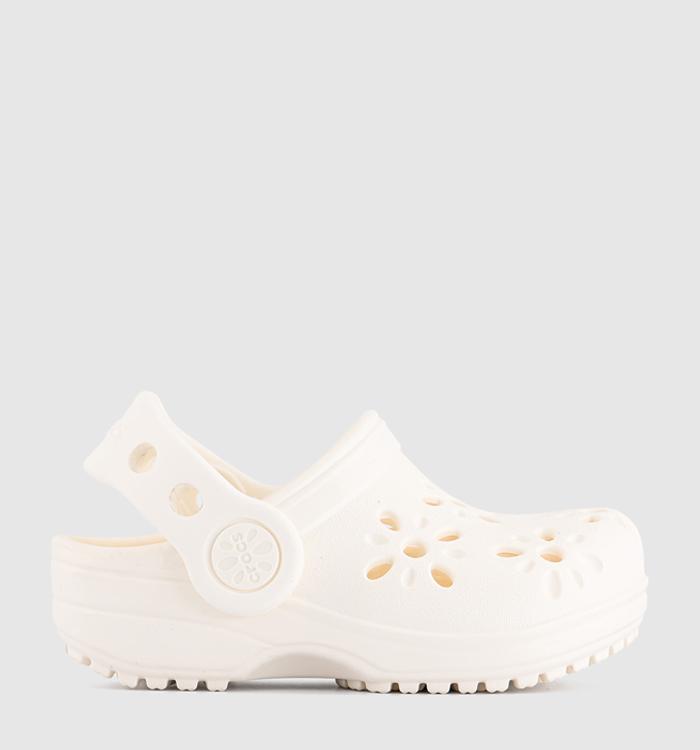Crocs Classic Floral Cut Out Toddler Clogs Chalk