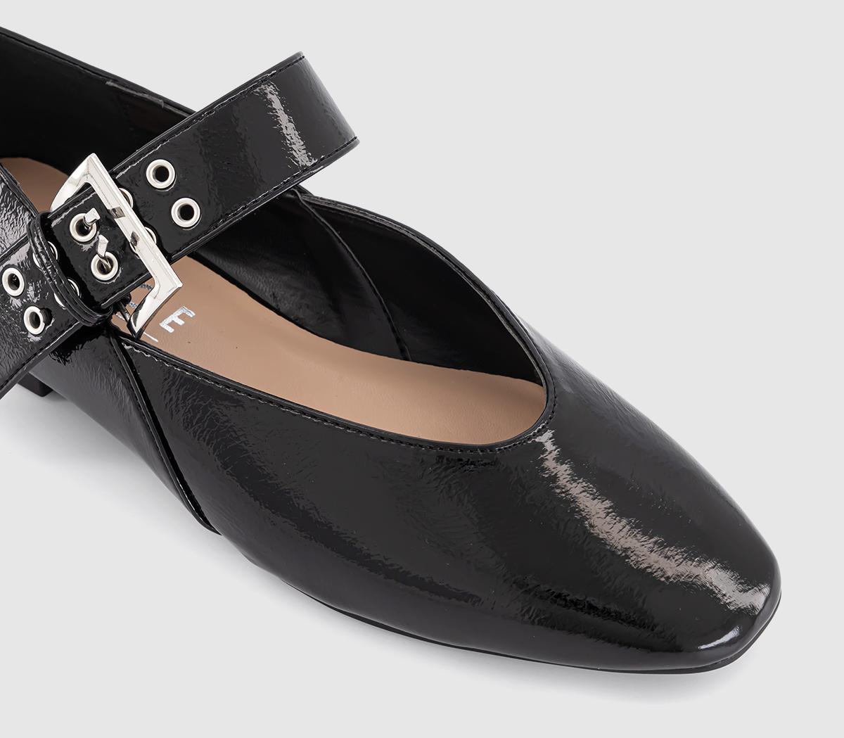 OFFICE Fortune Single Strap Eyelet And Buckle Ballet Pumps OFFICE Fortune Single Strap Eyelet And Buckle Ballet Pumps Black