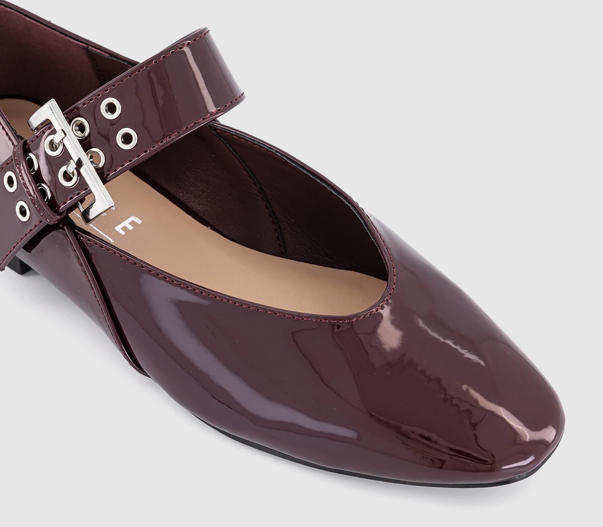 OFFICE Fortune Single Strap Eyelet And Buckle Ballet Pumps OFFICE Fortune Single Strap Eyelet And Buckle Ballet Pumps Berry Patent