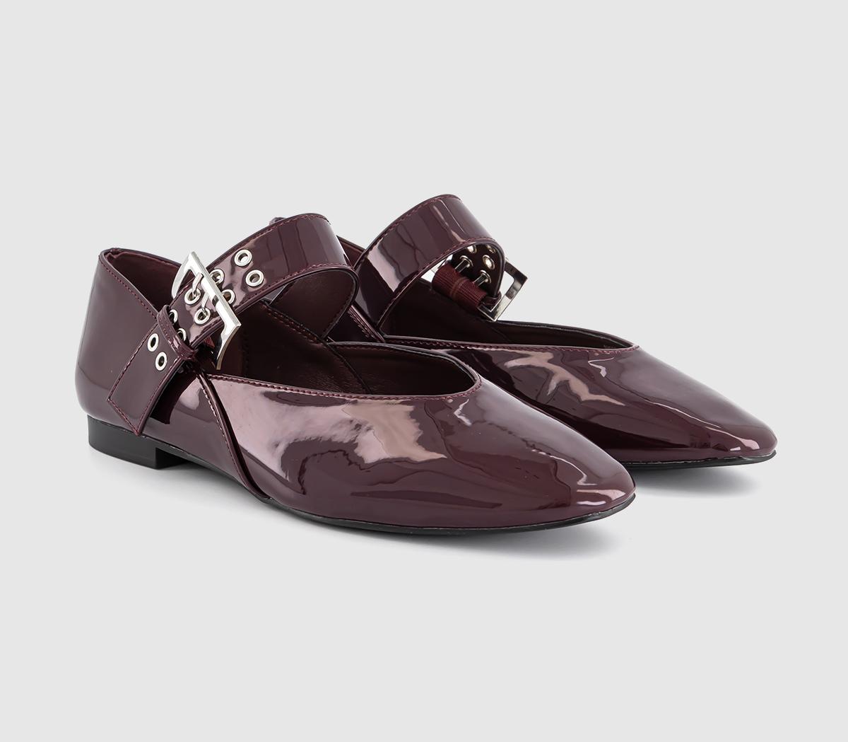 OFFICE Fortune Single Strap Eyelet And Buckle Ballet Pumps OFFICE Fortune Single Strap Eyelet And Buckle Ballet Pumps Berry Patent
