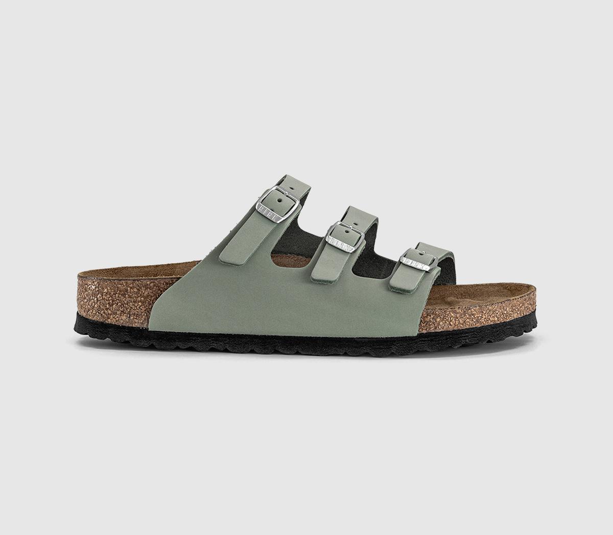 Birkenstock Florida Sandals Pure Sage Oiled Leather  Green in Women's Size 8, Office Shoes