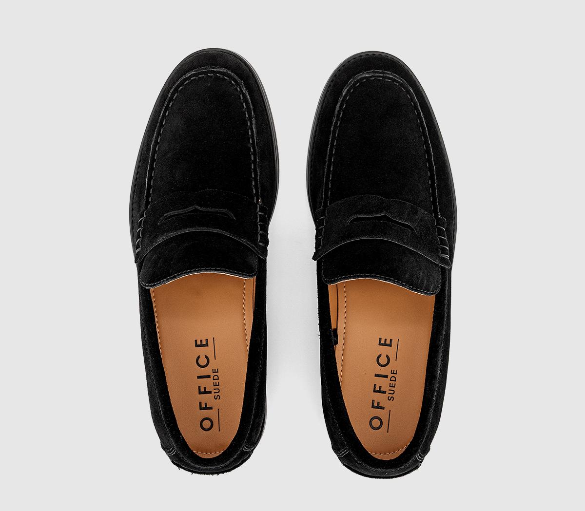 OFFICEMarcel Round Toe Penny LoafersBlack Suede