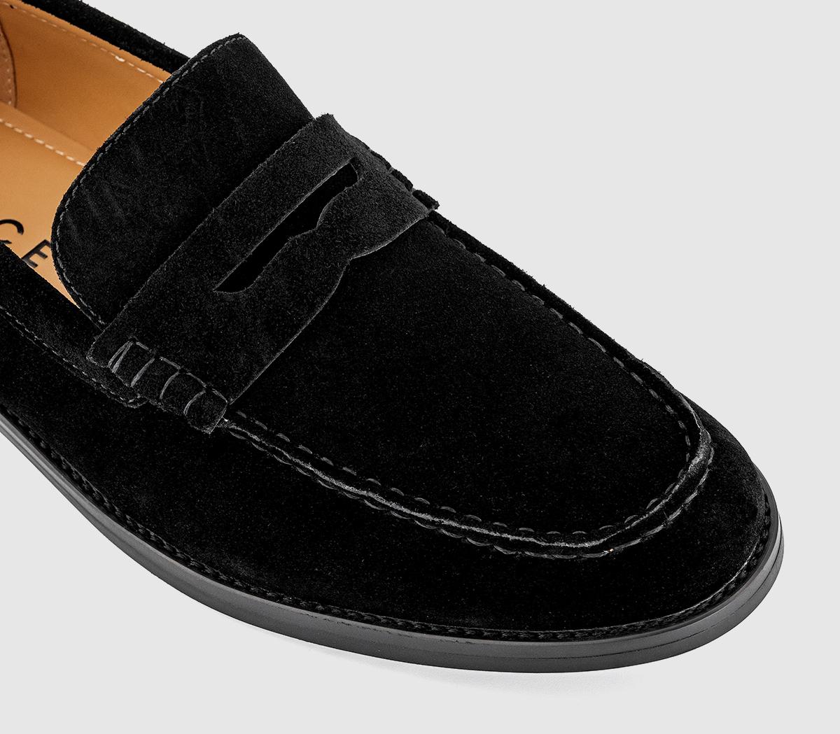 OFFICEMarcel Round Toe Penny LoafersBlack Suede